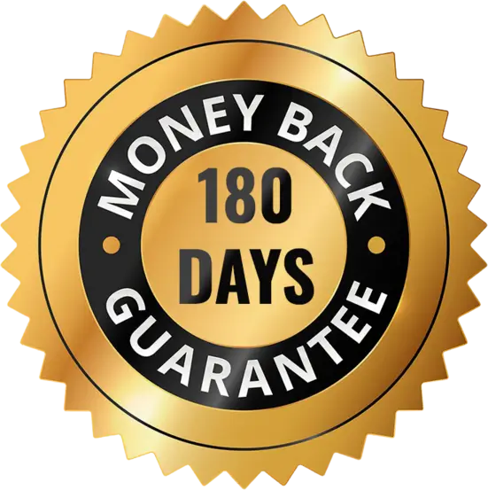 The 180-day money-back guarantee seal